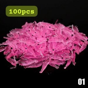 Señuelo artificial mini krill para tramboyos silicona camaroncitos 100pcs Rosado