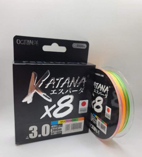 Multifilamento Ocean Katana X8 Spinning 0.28mm 19kg 300m Multicolor