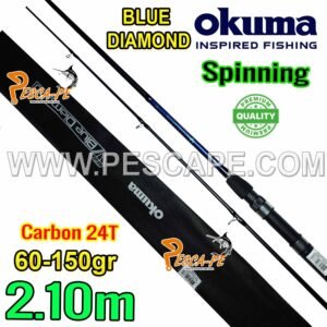 Caña OKUMA Blue Diamond Spinning Carbono 24T Profesional 60-150g 2.10m