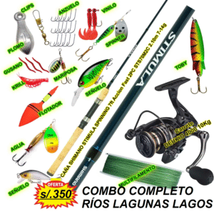 COMBO SHIMANO STIMULA 2.10M CARRETE DEUKIO AC4000 METAL 10KG CON ACCESORIOS