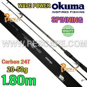 Caña OKUMA Wave Power Spinning Carbono 24T EVA 20-50gr 1.80m Peso 122gr