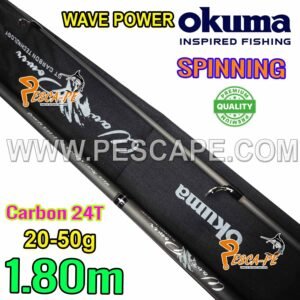 Caña OKUMA Wave Power Spinning Carbono 24T EVA 20-50gr 1.80m Peso 122gr