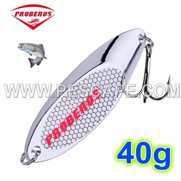 Cuchara PROBEROS Metal duro pesca de trucha Corvinas lentejuelas Lagunas Ríos 40g