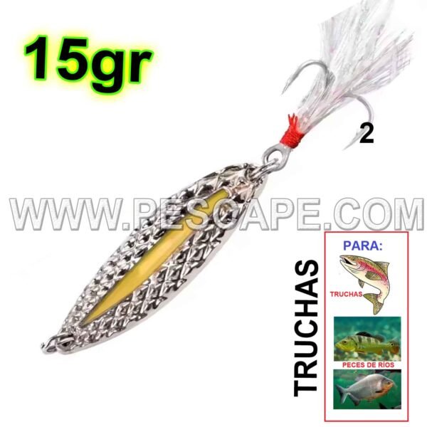 Cuchara de pesca Truchas Lagunas Ovalado Metal duro 15g Color2