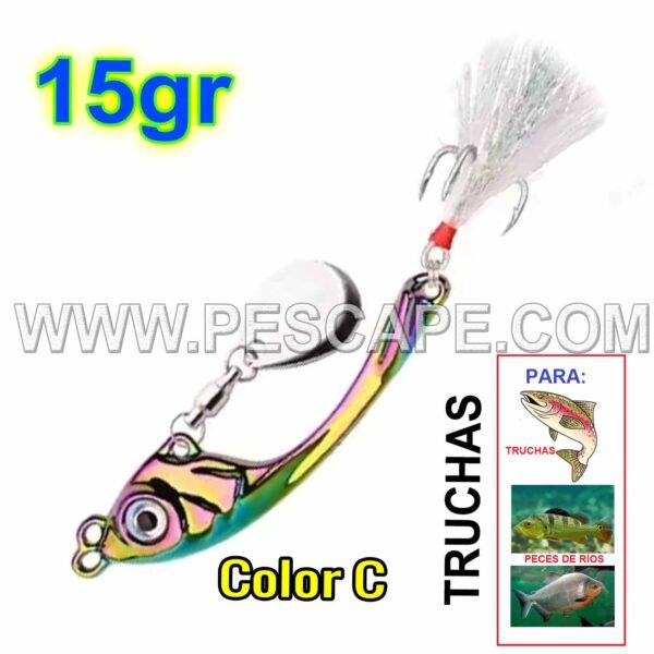 Cuchara para Truchas Metal VIB de Pesca giratorios vibratoria Spinner Crankbait Color3