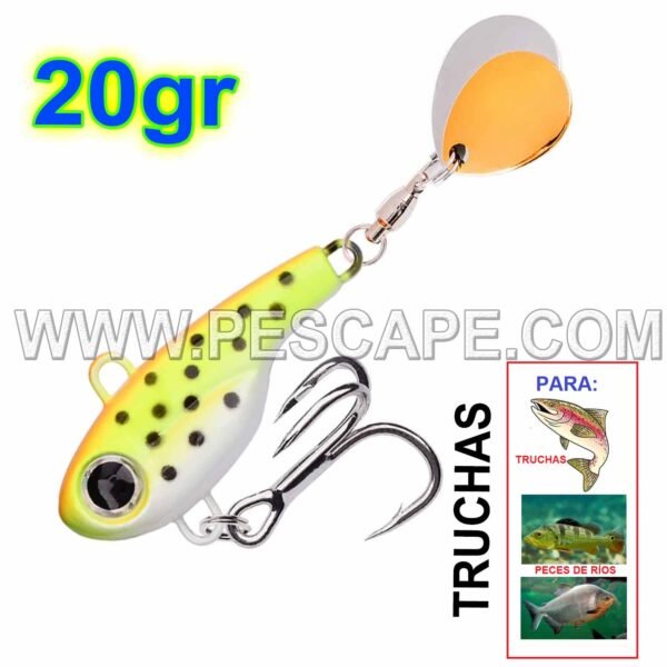 Spinner para truchas Mini VIB con cuchara Crankbait Spinner 20g Color2