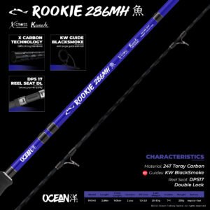 Combo Caña De Pescar Ocean Rookie 2.86m Reel Flare 4000 12kg Azul