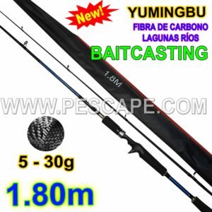 CAÑA BAITCASTING YUMINGBU 1.80m Fibra de Carbono 5-30gr 2 tramos Lagunas Rios