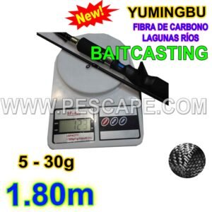 CAÑA BAITCASTING YUMINGBU 1.80m Fibra de Carbono 5-30gr 2 tramos Lagunas Rios