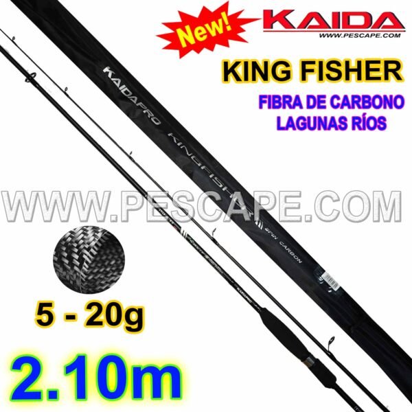 CAÑA KAIDA KINGFISHER 2.10m SPINNING 5-20gr Carbono Lagunas Ríos