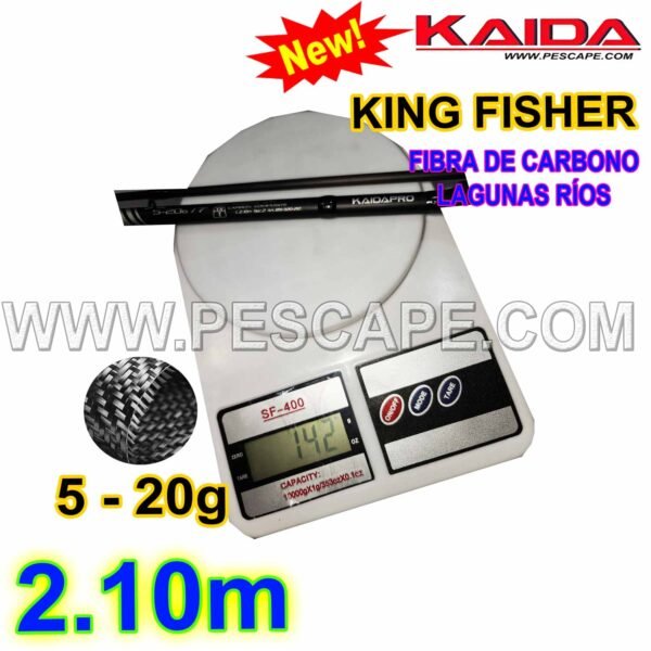 CAÑA KAIDA KINGFISHER 2.10m SPINNING 5-20gr Carbono Lagunas Ríos - Imagen 3