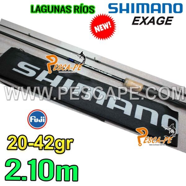 CAÑA SHIMANO EXAGE 2.10m Fibra de Carbono 20-42g Anillas Fuji Lagunas Ríos - Imagen 2