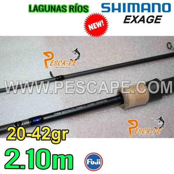 CAÑA SHIMANO EXAGE 2.10m Fibra de Carbono 20-42g Anillas Fuji Lagunas Ríos - Imagen 3