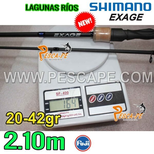CAÑA SHIMANO EXAGE 2.10m Fibra de Carbono 20-42g Anillas Fuji Lagunas Ríos - Imagen 4
