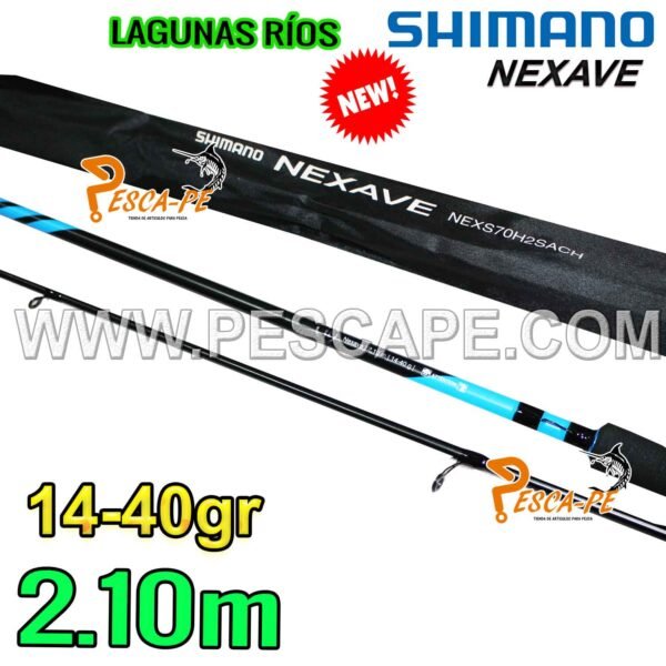 CAÑA SHIMANO Nexave Spinning 2.10m Carbono Heavy 14-40g Lagunas Ríos - Imagen 3