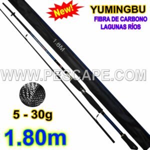 CAÑA YUMINGBU 1.80m Fibra de Carbono 5-30gr SPINNING 2 tramos Lagunas Rios