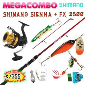 COMBO CAÑA DE PESCAR SHIMANO SIENNA + FX 2500 CON ACCESORIOS