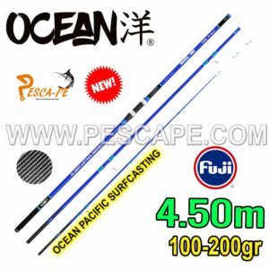 Caña Ocean Pacific 450 Fibra de carbono 100-200gr Fuji Surfcasting Profesional