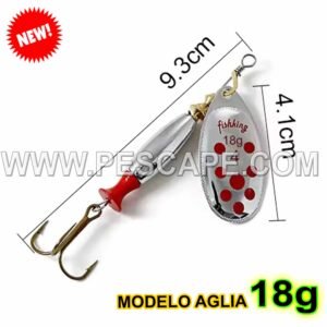 Cuchara Spinner Giratorio para trucha Modelo Aglia 15.6g #4 Mariposa Plateado