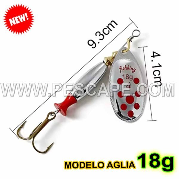 Cuchara Spinner Giratorio para trucha Modelo Aglia 15.6g #4 Mariposa Plateado