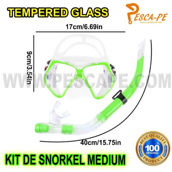 KIT Máscara de buceo y snorkel vidrio templado panorámico PARA ARPÓN