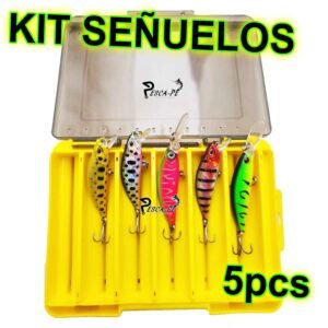 Kit de Señuelos Duros (5pcs) + Estuche Para Truchas Lagunas Ríos