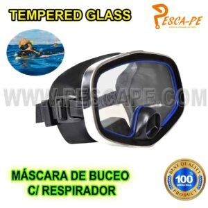 Máscara de Buceo para Arpón Ergonómico vidrio templado Borde Acero Inox