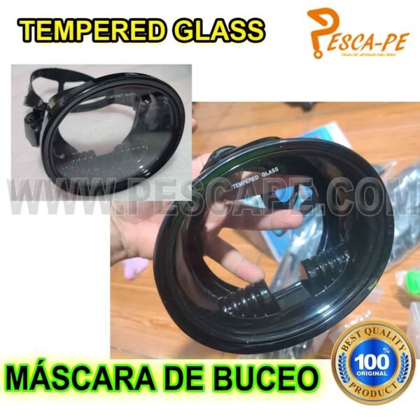 Máscara de buceo ovalada clásica Vidrio Templado Pesca Arpón - Imagen 4