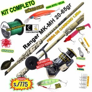 Mega Combo Caña Corvinator Ranger MK-MH + CARRETE CORVINATOR MASTER 4000XG accesorios