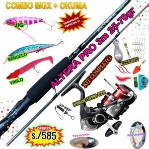 MegaCombo Caña de pescar Okuma Altera PRO 3m Carrete SHIMANO Sienna 4000 vinilo señuelo accesorios