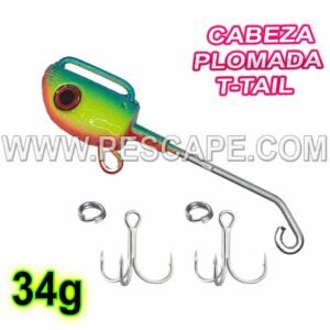 CABEZA PLOMADA T-TAIL PARA VINILOS Inox 34gr GREEN YELLOW