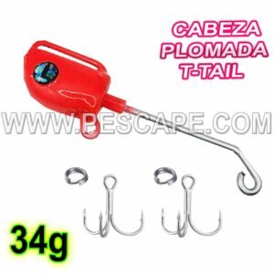 CABEZA PLOMADA T-TAIL PARA VINILOS Inox 34gr ROJO
