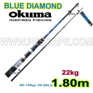 Caña Okuma Blue Diamond 1.80m 60-150gr 50lb 22kg ríos lagunas