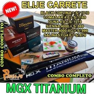 COMBO CAÑA DE PESCAR MGX TITANIUM 2.95m con Accesorios