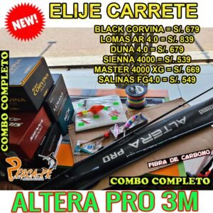 COMBO CAÑA DE PESCAR OKUMA ALTERO PRO 3.0m CARBONO con Accesorios