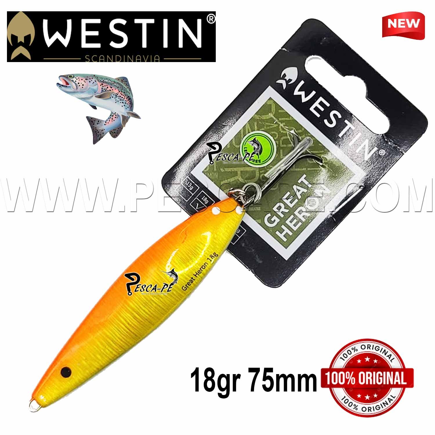 Cuchara WESTIN Great Heron jig 18g 75mm GFR Lagunas