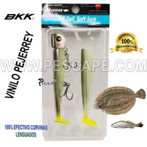 VINILO PEJERREY 35g T-TAIL ANZUELO GLOW BKK