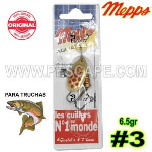 CUCHARILLA MEPPS AGLIA #3 TRUCHAS 6.5gr PUNTOS ROJOS OR