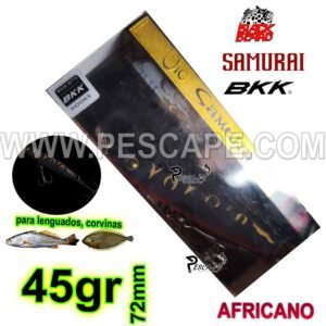 JIG SAMURAI 45g BKK UV 72mm EFECTIVO LENGUADOS CORVINAS AFRICANO