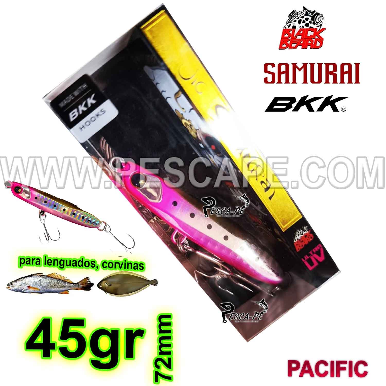 JIG SAMURAI 45g BKK UV 72mm EFECTIVO LENGUADOS CORVINAS PACIFIC
