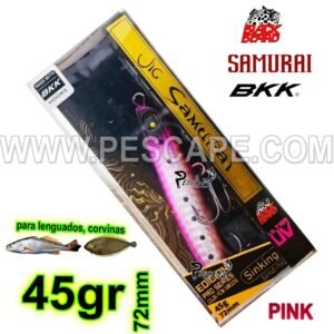 JIG SAMURAI 45g BKK UV 72mm EFECTIVO LENGUADOS CORVINAS PINK