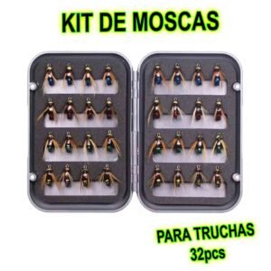 KIT DE MOSCAS PARA TRUCHAS LAGUNAS RÍOS 32PCS