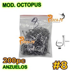 ANZUELOS MODELO OCTOPUS 200PCS ANZUELOS DE PESCA #8