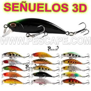 señuelos artificiales 3D crankbait mini minnow hundibles para lubina y lucio truchas (1 und)