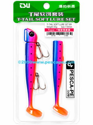 Vinilo Tsurinoya T-Tail Soft Lure 35g 11CM rosado azul