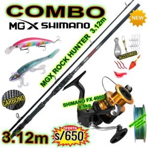 COMBO MGX ROCK HUNTER 3.12M + SHIMANO FX 4000 CON ACCESORIOS