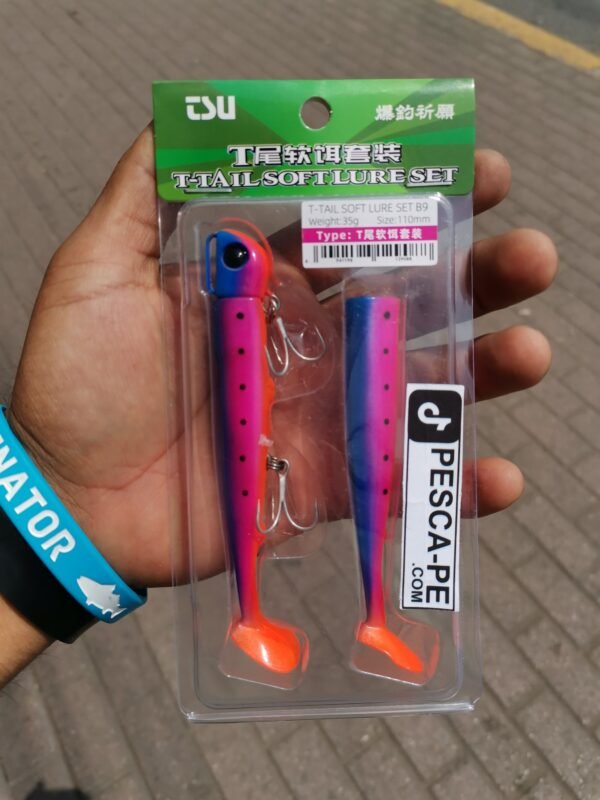 Vinilo Tsurinoya T-Tail Soft Lure 35g 11CM rosado azul