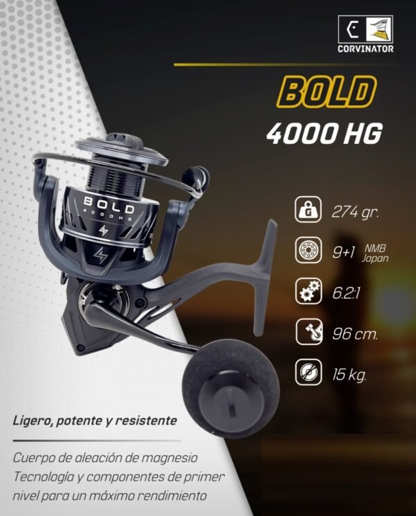 CARRETE CORVINATOR BOLD 4000HG 15kg Spinning