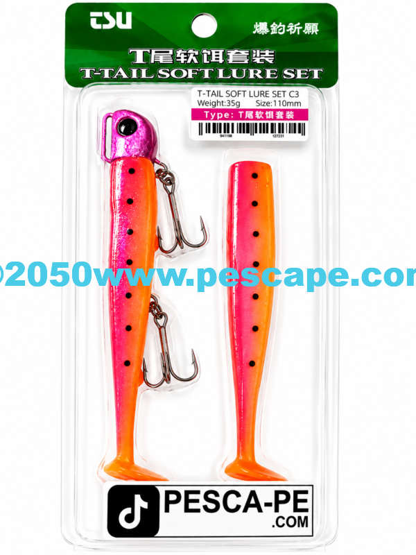 Vinilo de pesca TSURINOYA T- Tail efectivo 110mm 35g Anaranjado