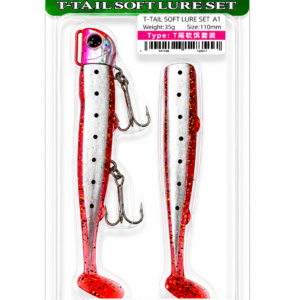 Vinilo de pesca TSURINOYA T- Tail efectivo 110mm 35g rojo plateado